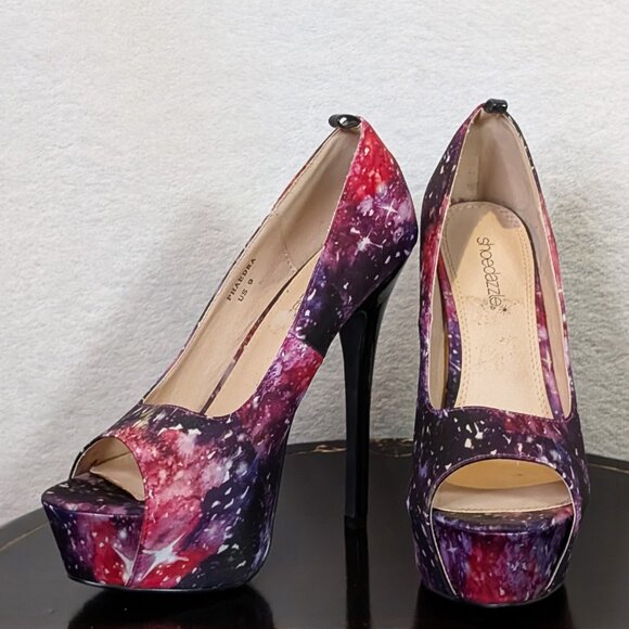 Shoe Dazzle Open Toe Slip on Stiletto High Heel Platform pumps Size 9 - Picture 3 of 11